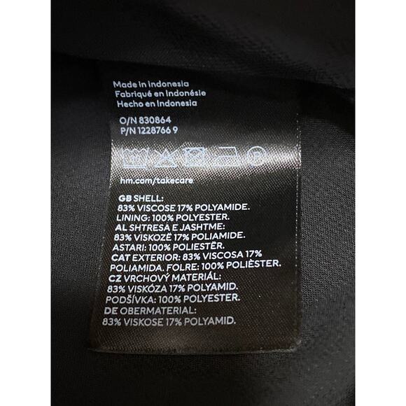 H&M Women's Black Short Sleeve V Neck Smocked Fit & Flare Mini Dress Size XS - Picture 4 of 4